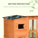 PawHut Large Cat House Outdoor Catio Wooden Feral Cat Shelter, Kitten Enclosure with Door, Cat Condo and Weather Protection Asphalt Roof, 77" L, Natural PawHut