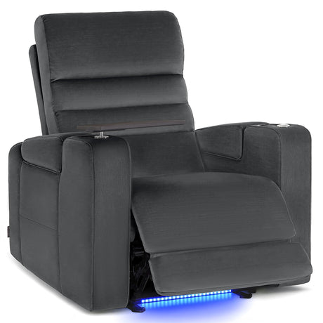 MCombo Zero Gravity Power Recliner Chair with Adjustable Headrest for Living Room, Home Theater Seating Recliner with 360° Swivel Tray Table, USB & Type-C Ports, LED Lighting, Armrest Storage MCombo