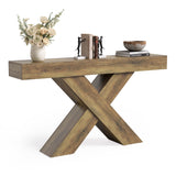 LITTLE TREE Narrow Console Table, 55-Inch Farmhouse Entryway Table, X-Shaped Couch Table Behind Sofa for Living Room, Entryway, Entrance, Foyer, Hallway, Rustic Brown LITTLE TREE