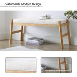 ECLYL Upholstered Entryway Bench, Bedroom Bench for End of Bed, Dining Bench with Padded Seat for Kitchen, Living Room, Fabric Rubber Wood Indoor Bench (Beige) (Beige) ECLYL