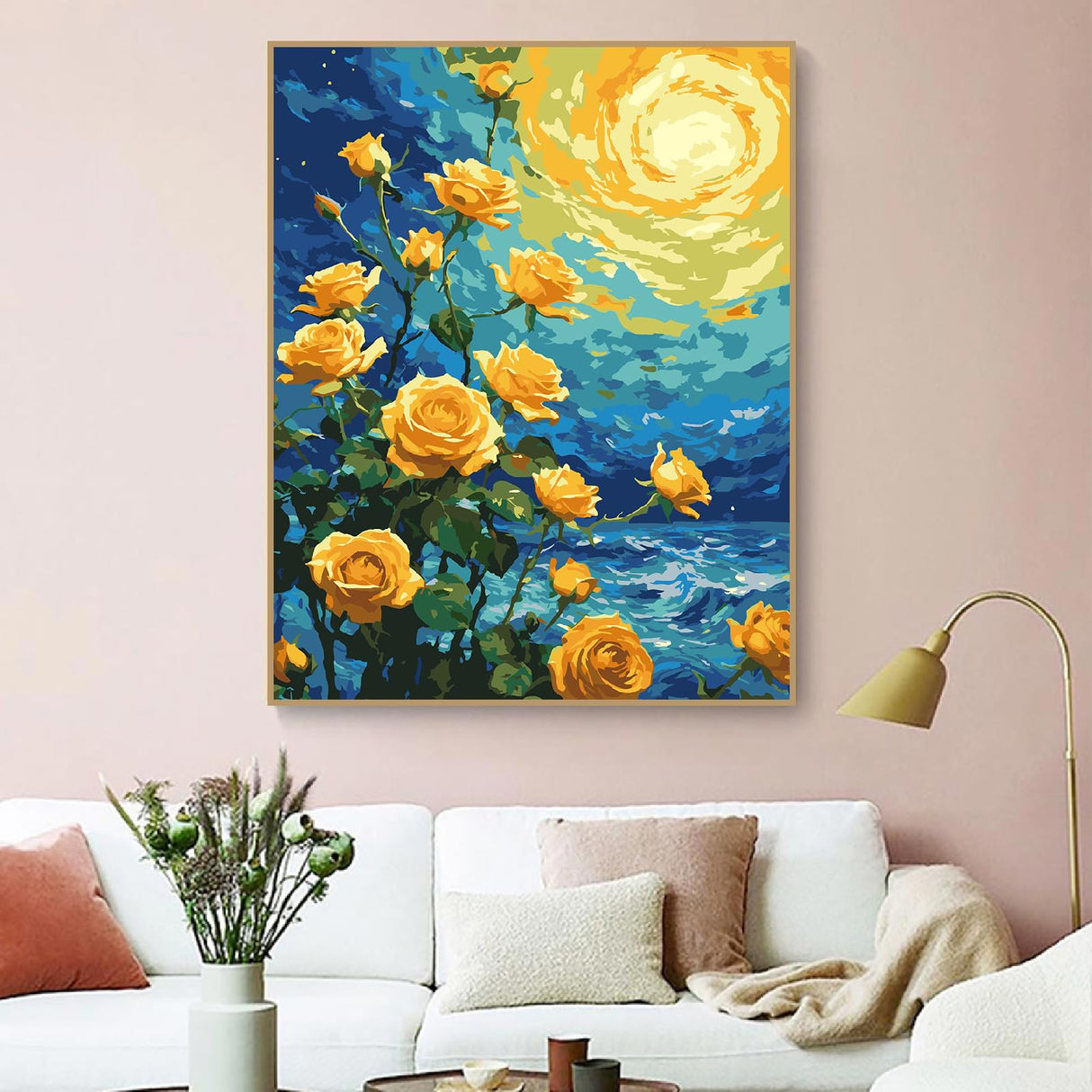 ZRIZQ Paint by Numbers for Adults Beginners,Yellow Rose Adult Paint by Number Kits on Canvas,Paint by Numbers for Home Wall Art Decor 16x20 Inch（Without Frame） ZRIZQ