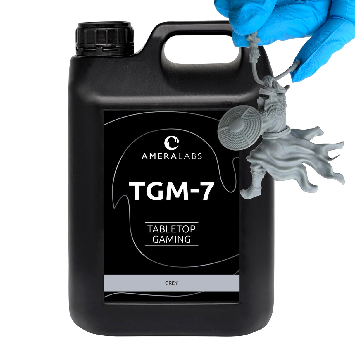 AmeraLabs TGM-7 3D Printer Resin for Tabletop Miniatures – Tough, High Resolution, Low Odor, Fast Curing 3D Printing Liquid for 4K/8K/12K LCD/DLP/SLA UV Resin 3D Printers (Grey, 5kg) AmeraLabs