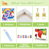 Reivworl Cartoon Paint by Numbers Kit for Kids, Cartoon Paint by Number with Frame and Easel, Paint by Number Kids Age 5-8-12 for Gifts and Decor (8X8 Inch) Reivworl