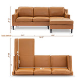 94'' Modern Genuine Leather Upholstered L-Shaped Sofa with Double Layer Curved Armrests and Chaise Lounge for Living Room (Tan, Right-Hand Facing) Familymill