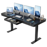 Furmax Electric Standing Desk with Drawer 55 x 24 Inch Adjustable Height Stand up Desk Home Office Computer Desk with USB Ports, Black Furmax