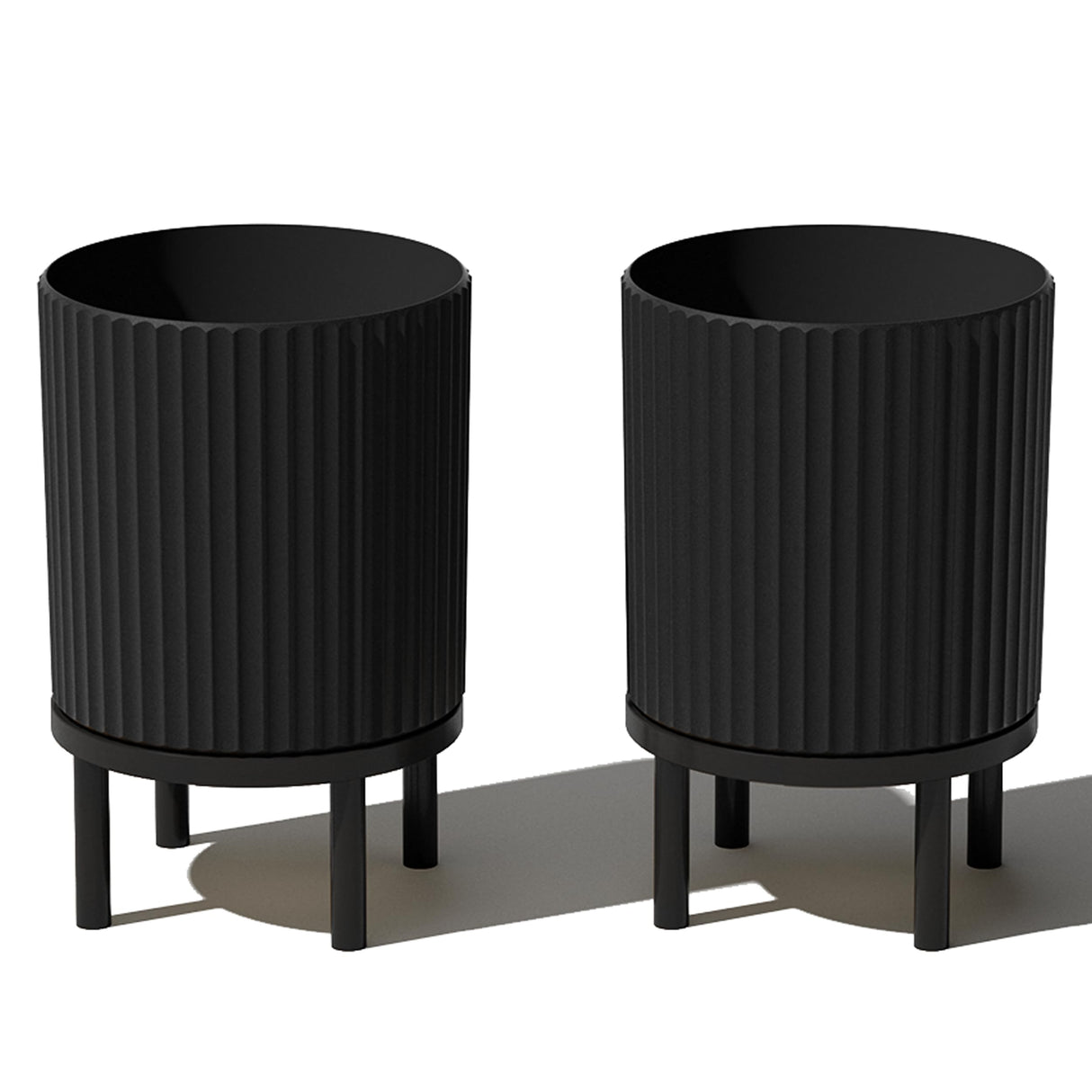 Veradek Demi Series Round Planter w/ Stand for Porch/Patio | Durable Plastic-Concrete & Wooden Stand | Modern Décor for Tall Plants, Flowers Veradek