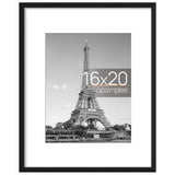 upsimples 16x20 Picture Frame, Display Pictures 11x14 with Mat or 16x20 Without Mat, Wall Hanging Poster Frame, Black, 1 Pack upsimples