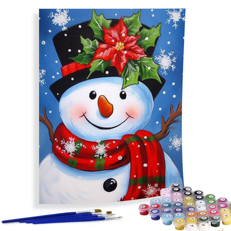 Diymood Paint by Numbers for Adults Christmas, DIY Oil Painting Snowman Acrylic Paint by Number Kits for Kids Adults Beginner for Home Elder Wall Decor 16x20 Inch Diymood