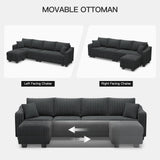 Belffin Sectional Couch with L-Shape Chaise L Shaped Couch with Ottoman Sectional Couches for Living Room Corduroy (Dark Grey, L Shaped) Belffin