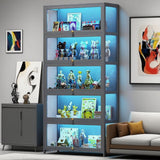 5-Tier Display Cabinet with Acrylic Doors, 67.5" Transparent Curio Display Case for Figures, Collectibles Toy Organizers Rack & Display Shelf, Kids Bookcase for Home, Office, Playroom, Living Room IHGSSKD