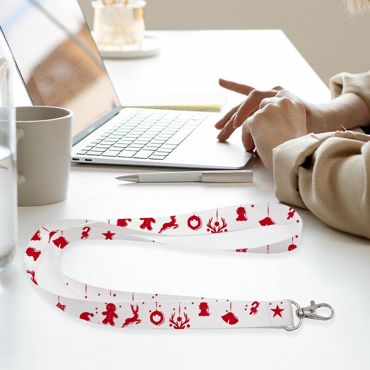 YOUKE OLA 100 Pack Sublimation Lanyards Blank Bulk White Sublimation Lanyards with Swivel Hooks Neck Lanyards Heat Transfer Lanyard for ID Badge Holder Keychain as Christmas Gifts 2.0