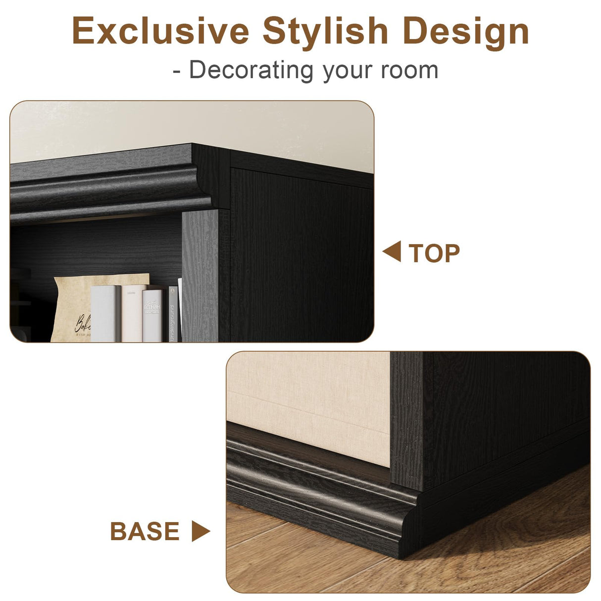 Rresyet Bookcase and Bookshelves, 28" W Tall Bookshelf with Elegant Design, 6 Tiers Spacious Book Storage, Freestanding Book Organizer, Display Library Shelf for Home Office, Living Room & Study Room Rresyet