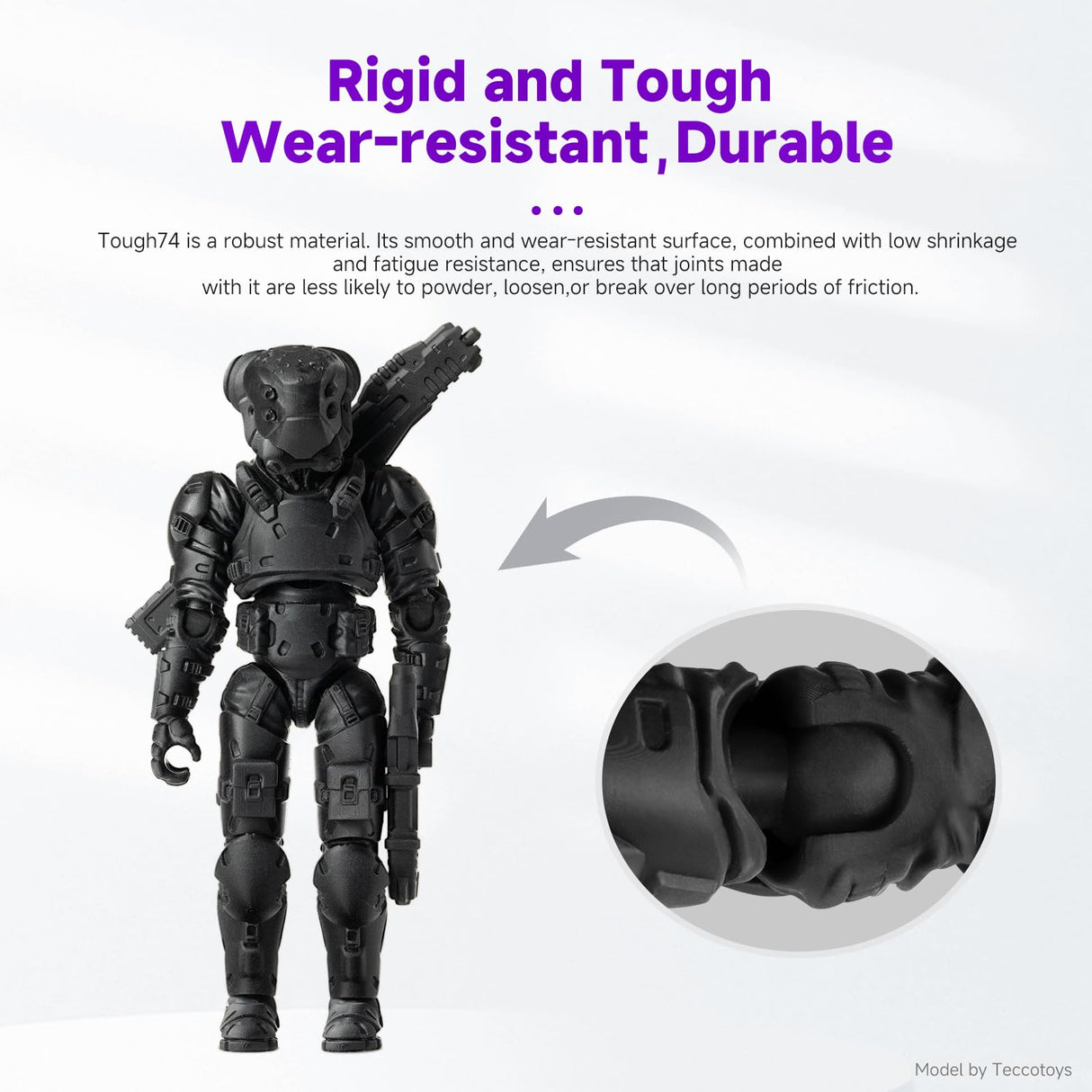 RESIONE Tough 74 3D Printer Resin, Impact-Resistant Photopolymer for LCD DLP MSLA– Wear-Resistant, Low Shrinkage, Durable Resin for Action Figures, Tabletop Miniatures & Joints, Black, 1KG RI RESIONE