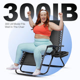 Nazhura Set of 2 Relaxing Recliners Patio Chairs Adjustable Steel Mesh Zero Gravity Lounge Chair Beach Chairs with Pillow and Cup Holder Black Nazhura