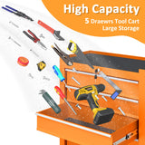 Granper 5-Drawer Tool Chest Tool Box with Wheels Movable Rolling Tool Chest High Capacity Tool Chest with Wheels Heavy Duty Tool Cabinet for Workshop, Garage, Mechanics and Repair Room(Orange) Granper