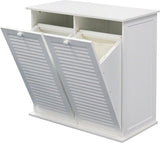 eHemco Dual Hamper Tilt Out Laundry Sorter with 2 Removable Compartment Cotton Bags, White eHemco