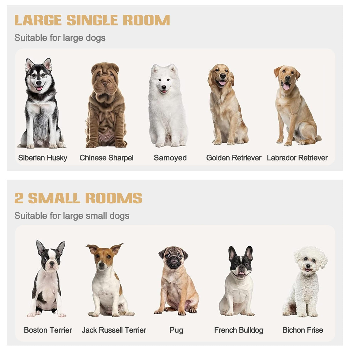 Sunseen Dog Crate Furniture with Divider,Wooden Dog Kennel End Table,Large Breed Dog House Indoor for One Large Dog or Two Small Dogs,Double Doors,47''W*24''D*35''H,White sunseen