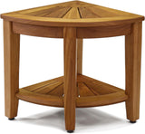 AquaTeak The Original 15.5" Kai Corner Teak Shower Bench with Shelf AquaTeak