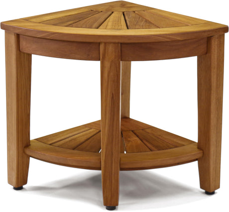 AquaTeak The Original 15.5" Kai Corner Teak Shower Bench with Shelf AquaTeak