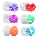 MUXIUNT 6Pcs Rose Flower Candle Resin Mold Silicone Flower Rose Mold for Candle Making Large 3D Heart Rose Tulip Daisy Peony Valentine Mother Day Silicone Candle Mold for Soy Wax Beeswax Resin Craft MUXIUNT