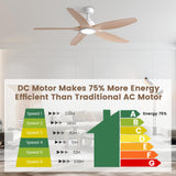 Newdayr 60" Wood Ceiling Fan with Lights Remote and Control, 6 Speeds, 3 Color Tones Dimmable LED, 6H Timer, Modern, Noiseless Reversible DC Motor, Large Indoor, Kitchen, Bedroom, Living Room Newday