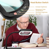 Veemagni 10X Rectangle Magnifying Glass with Light and Stand, Flexible Gooseneck LED Lighted Desk Lamp, 5 Color Modes Stepless Dimmable, Hands Free Magnifier for Reading Crafts Painting Close Work Veemagni