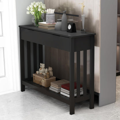 TaoHFE Modern Black Entryway Table with Drawer – Versatile Narrow Console Table for Living Room and Hallway Storage