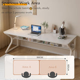 Extra Long OSCHF Desk with Bookshelf - 71" Modern Workstation for Home and Office in Warm White OSCHF