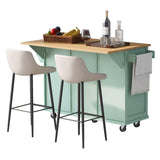 Merax Kitchen Cart Island with Drop-Leaf Countertop on 5 Wheels, Cabinet Door Internal Storage Racks for Dinning Room, Mint Green Merax