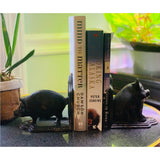 Retrome Pig Bookends, Set of 2 Farmhouse Book Ends, Distressed Gray Retrome