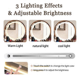 EOQIFJM Small Vanity Desk Set with Mirror and Lights, Makup Table with Chargin & 4 Storage Drawers，Station for Compact Space Bedroom (Brown) EOQIFJM