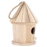 Wooden Birdhouses, Unfinished Natural Wood Bird House Round Outdoor Hand Painted Hanging Bird House Garden Patio Decorative Hapivida