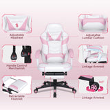 ELECWISH Pink Cute Kawaii Gaming Chair for Girl Ergonomic Desk Racing Office Adjustable High Back Game Swivel Leather Chair with Lumbar Support and Headrest, Pink ELECWISH