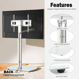 YOMT Universal TV Floor Stand with Mount for 27-70 Inch LCD LED OLED TVs, Swivel Height Adjustable Tall TV Stand, Space Saving Design for Corner Bedroom Living Room, White YOMT