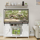 VOWNER Farmhouse Reptile Tank Stand with Power Outlet, 48" X 24" Tabletop Fits up 120 Gallon Bearded Dragon Tank, Heavy Duty Aquarium Stand with Storage Cabinet, Reptile Turtle Terrarium Stand White VOWNER