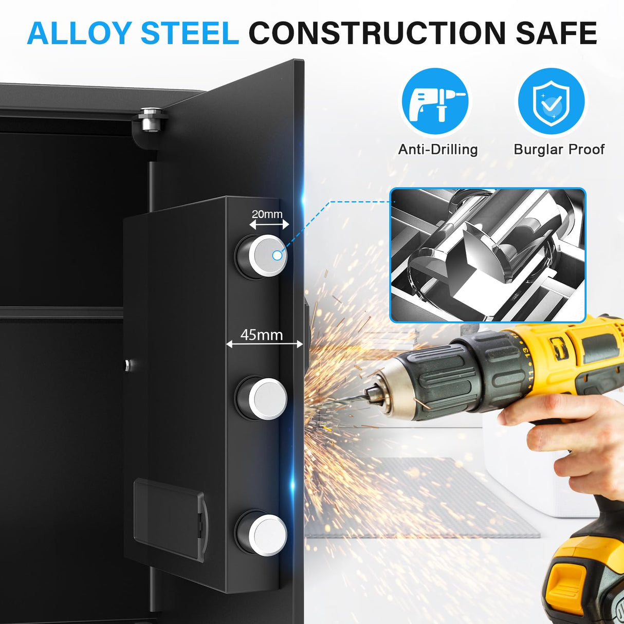 3.0 Cuft Large Fireproof Safes for Home, Digital Home Safe with Programmable Keyboard, Spare Keys and Removable Shelf, Anti-Theft Fire Safe Box for Money, Firearm, Medicines, Documents Bukumo