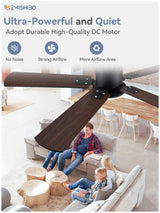 ZMISHIBO 2 Pack 52" Ceiling Fans with Lights, Black Modern Ceiling Fan with Remote, Farmhouse Indoor Ceiling Fan with Dual Finish Blades, Quiet & Strong Motor, Bright LED Light. ZMISHIBO