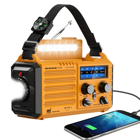 Emergency Radio with NOAA Weather Alert, Portable Solar Hand Crank AM/FM Radio for Survival,Rechargeable Battery Powered Radio,USB Charger,Flashlight,Reading Lamp,for Home Outdoor Eoxsmile