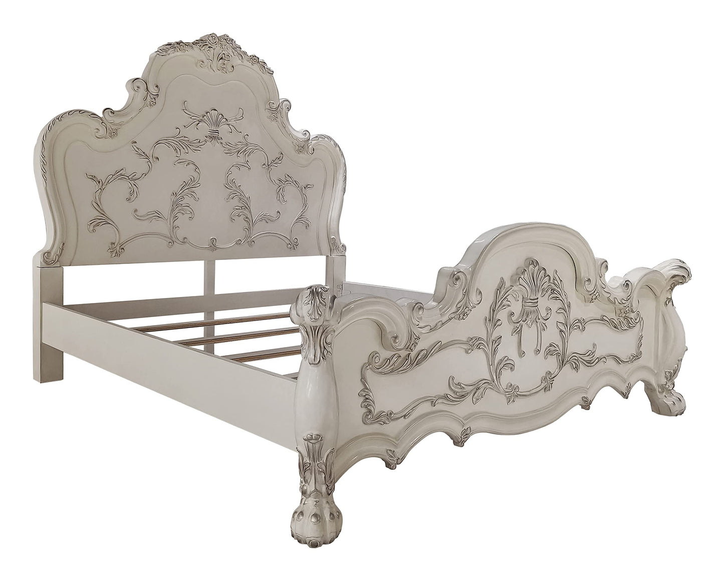 Acme Dresden Wooden California King Bed with Arched Headboard in Bone White