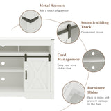 RoyalCraft Farmhouse TV Stand with Sliding Barn Door for TVs up to 65+ Inch, 34" Tall Entertainment Center, Wood Media Console Storage Cabinet for Bedroom, Living Room, White RoyalCraft