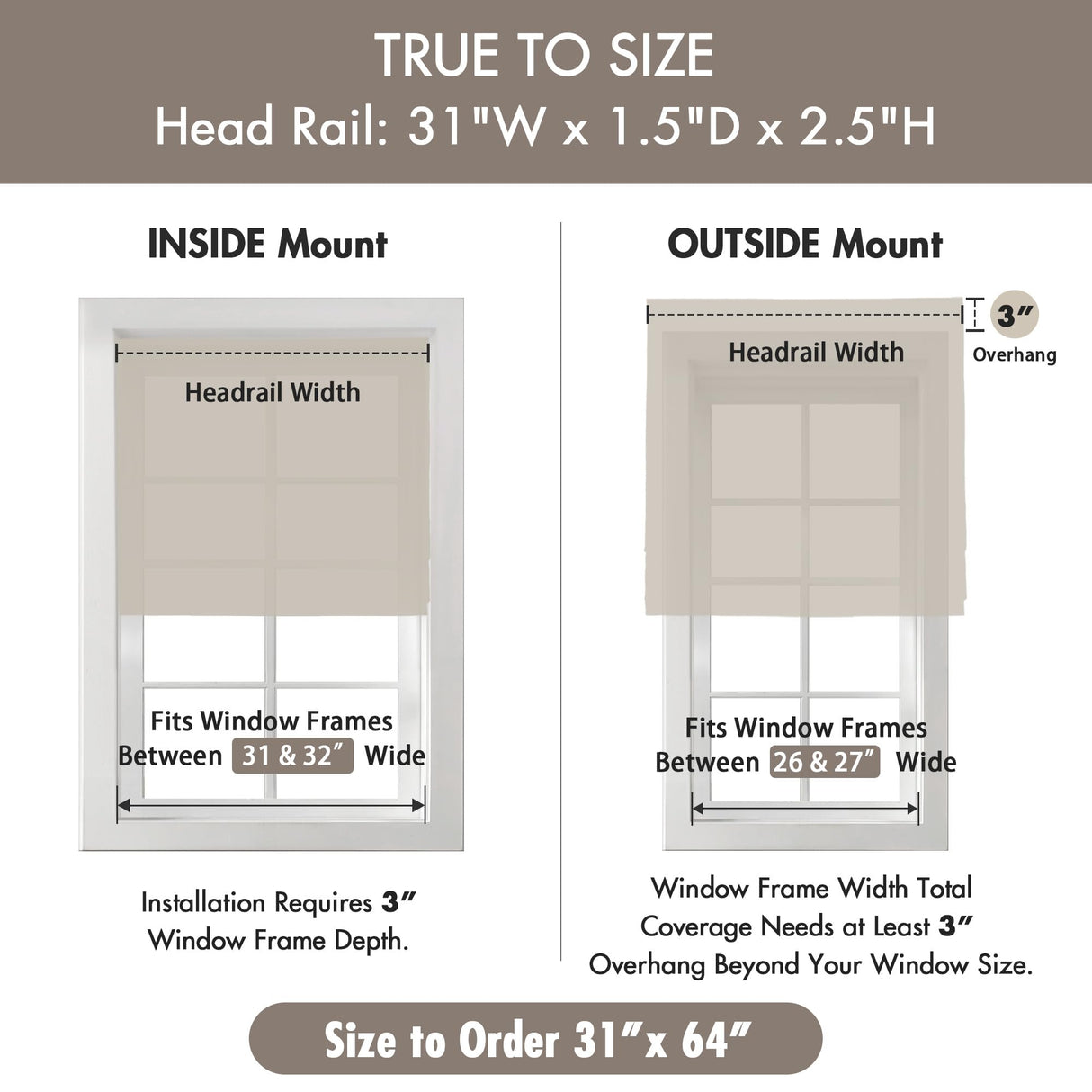 Madison Park Galen Cordless Roman Shades-Fabric Privacy Single Panel Darkening,Energy Efficient,Thermal Insulated Window Blind Treatment,for Bedroom,Living Room Decor,31"x64", Galen Basketweave Ivory Madison Park