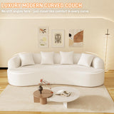 ONEMMLION Curved Sofa Sectional Couch for Living Room, 114" Modern Oversized Boneless Cloud Couch, Comfy Luxury Plush Chenille 4 Seater Memory Foam Sofa Deep Seat Couches, Cream White ONEMMLION