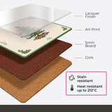 Portmeirion Christmas Tree Placemats, Set of 4 - Cork-Backed Heat Resistant Placemats for Dining Table - Hard Board with Christmas Tree Design, Stain Resistant and Durable (15.7" x 11.7") Portmeirion
