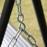 Outsunny 2-Seater Hanging Porch Swing Outdoor Patio Swing Chair Seat with Slatted Build and Chains, 440lbs Weight Capacity, Black Outsunny