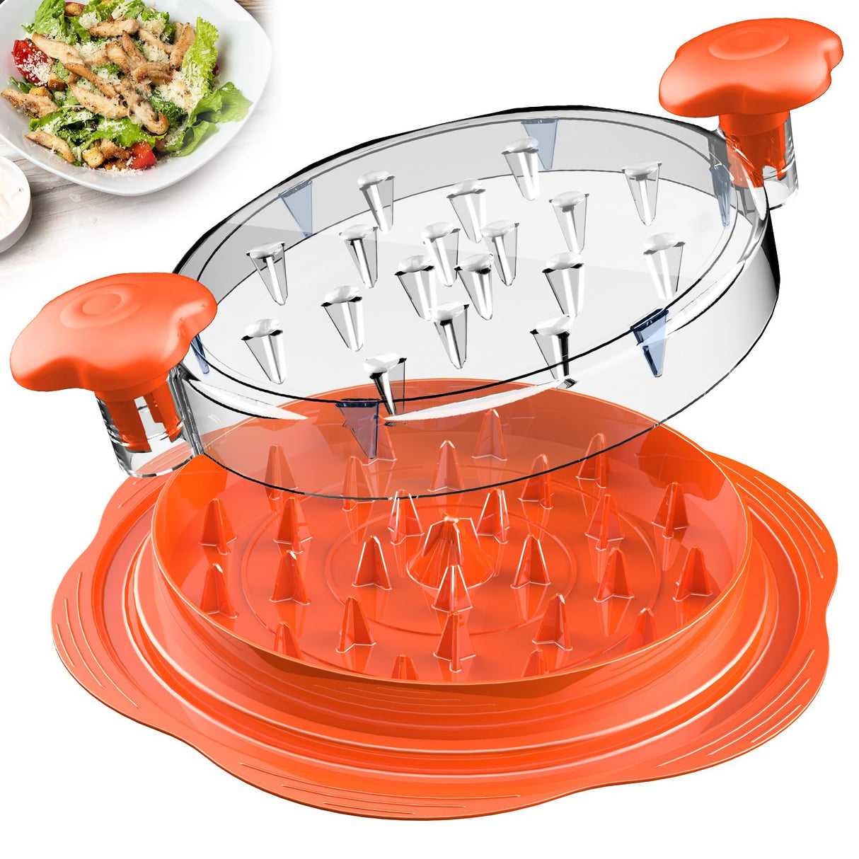 SURETIVIAN Chicken Shredder Large Chicken Breast Shredder Tool Twist with Brush&Fork, Visible Meat Shredder Machine, Anti-Slip Strip, Ergonomic Handle, BPA Free, Suitable for Pork Beef Chicken(Orange) SURETIVIAN