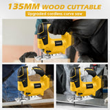 Cordless Jig Saw Compatible with Dewalt 20V Battery, Brushless Orbital Jigsaw with 2600 Blade Speed, with 10pcs Blades, 4 Orbital for Wood, Plastic and Metal Cutting (No Battery) Daspom