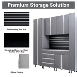 Premium Garage Cabinets 9' Storage Sets Solution with Adjustable Legs, Soft-Close Drawer & Door, Integrated Handles, Heavy Duty Plywood Box Construction, Tool and Equipment Organizer (Combo 9CS-012B) DOWNFORCE GARAGE CABINETS