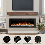 Tornivk 50 Inch Electric Fireplace Inserts Ultra-Thin Freestanding 750/1500W Electric Fireplace Heater Wall Mounted or Recessed Fireplace Electric with Adjustable Multicolor Flame,Timer Tornivk