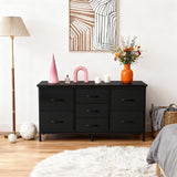 DUMOS TV Stand 7 Drawer Dresser for Bedroom with Storage TV Stands for Living Room Black, Farmhouse Entertainment Center Media Console Table with Metal Frame Adjustable Feet DUMOS