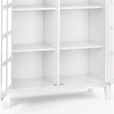SIMPLIHOME Acadian SOLID WOOD 39 inch Wide Transitional Medium Storage Cabinet in White, with 2 Tempered Glass Doors, 4 Adjustable Shelves SIMPLIHOME